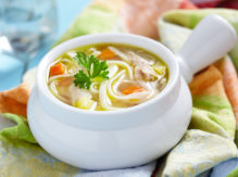 Vegetable soup and egg noodles