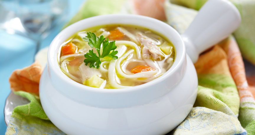 Vegetable soup and egg noodles