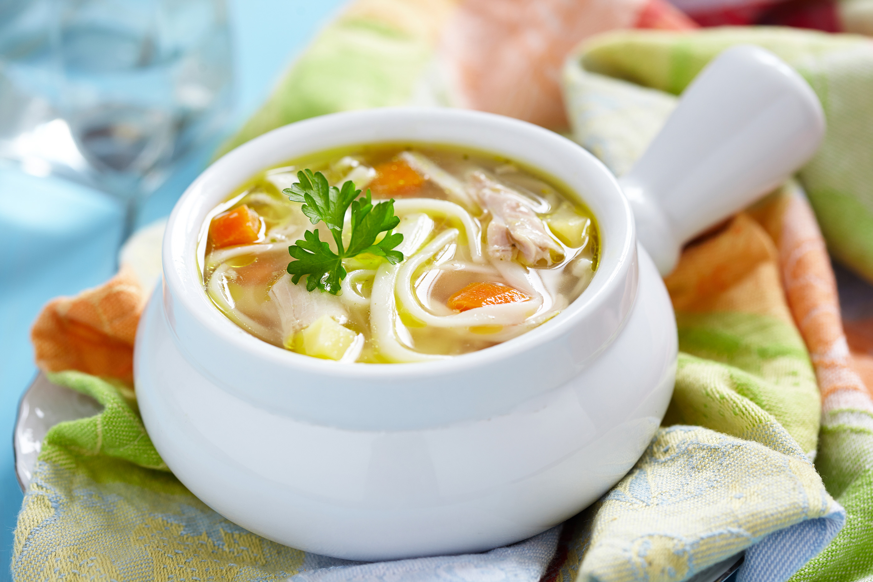 Vegetable soup and egg noodles